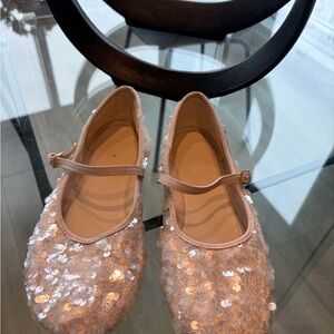 Girls Sequin Mary Jane Flats in Light Pink